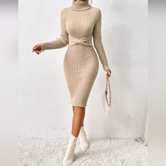 [LOW CLASSIC] /☆24FW RECYCLED NYLON HIGH NECK DRESS / BEIGE New Classic Dress Beige